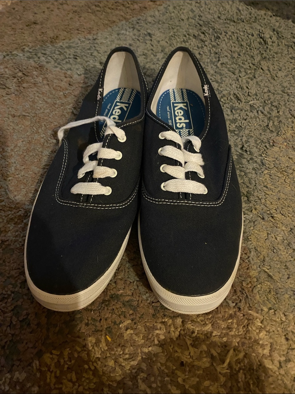 Keds Navy Canvas Low-Top Sneakers with White Laces